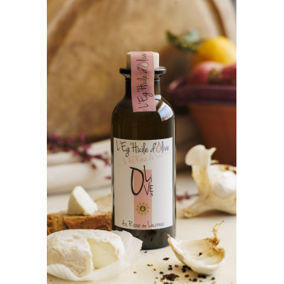 Huile extraite d'Olive & Aïl Rose - Bouteille en verre